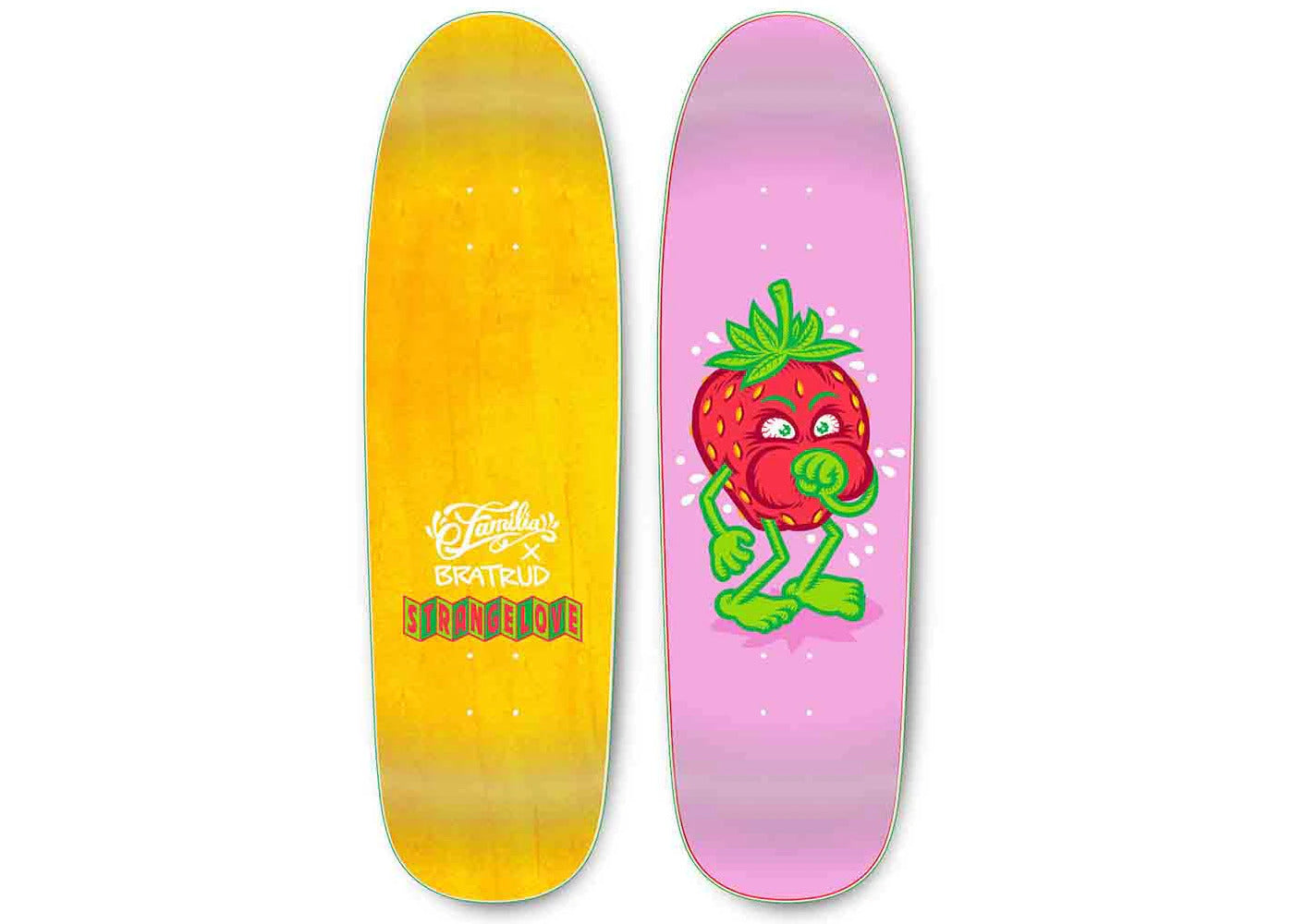 Strangelove x Famillia x Todd Bratrud Strawberry Cough 9.125 Skateboard Deck